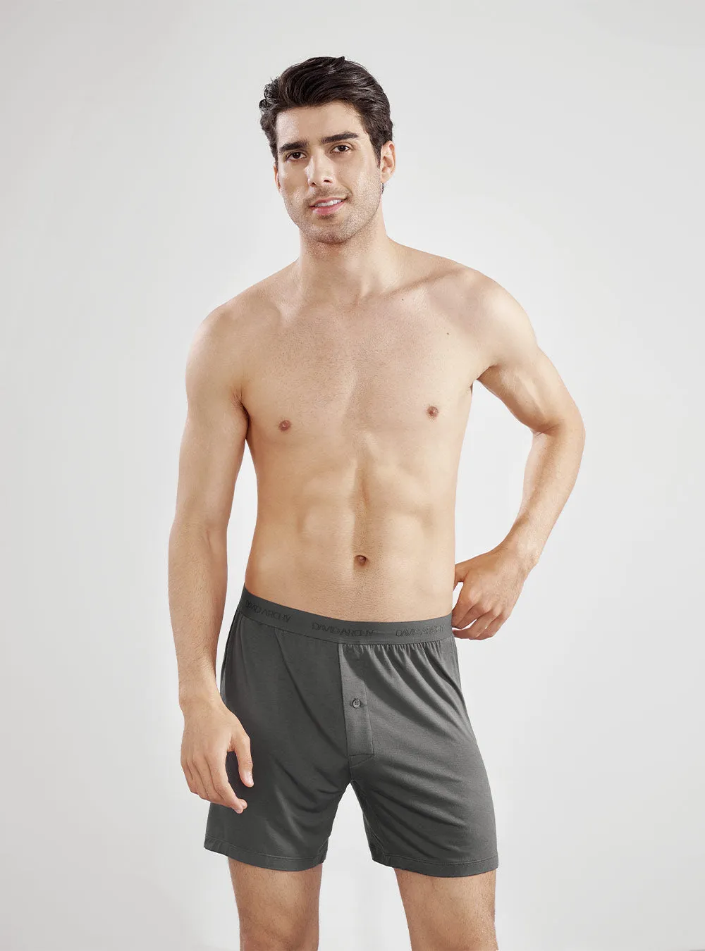 3 Packs Breathable Bamboo Rayon Fiber Boxer With Button Fly