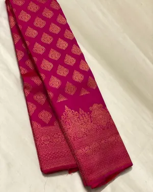 Aplomb Dark Pink Soft Silk Saree With Lustrous Blouse Piece