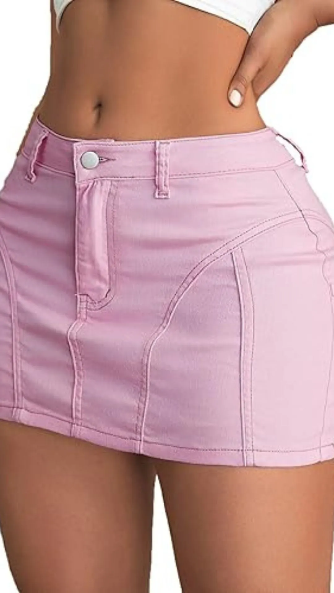 April pink denim skirt