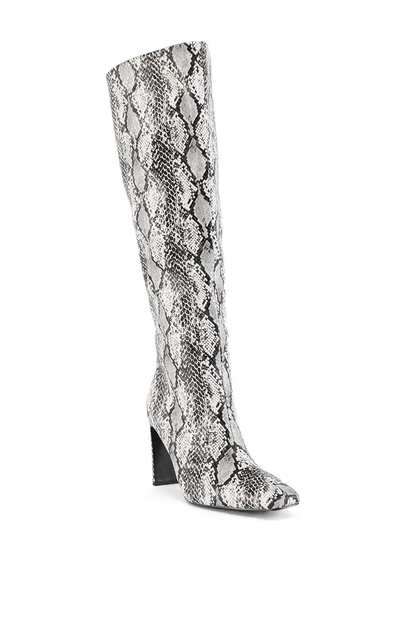 AZALEA WANG GILROY SNAKE CHUNKY HEEL BOOT