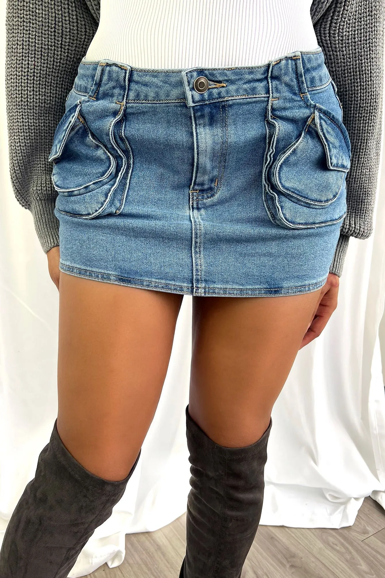 Brittany Micro Low Rise Denim Skirt