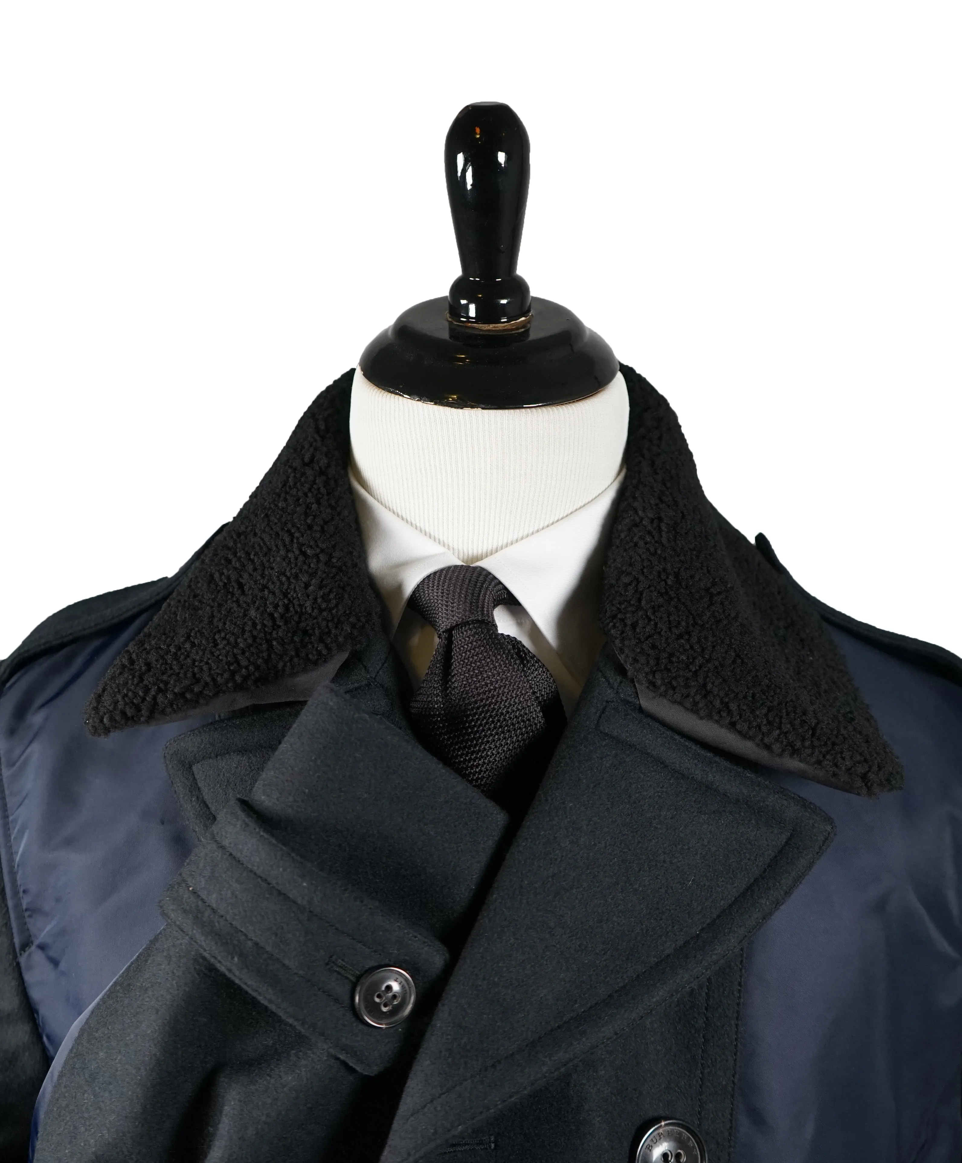 BURBERRY BRIT - Pea Coat Cashmere Wool blend With Fur Shearling Collar - XXL