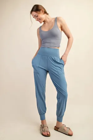 Butter Soft Joggers with Pockets Dusty Blue