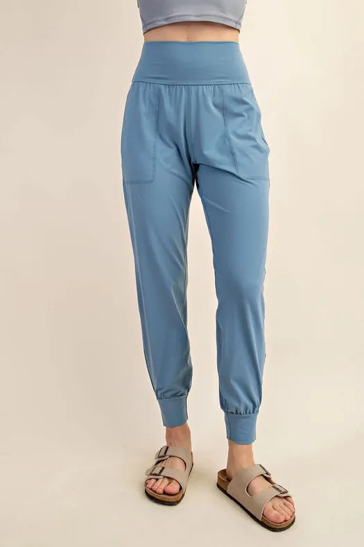 Butter Soft Joggers with Pockets Dusty Blue