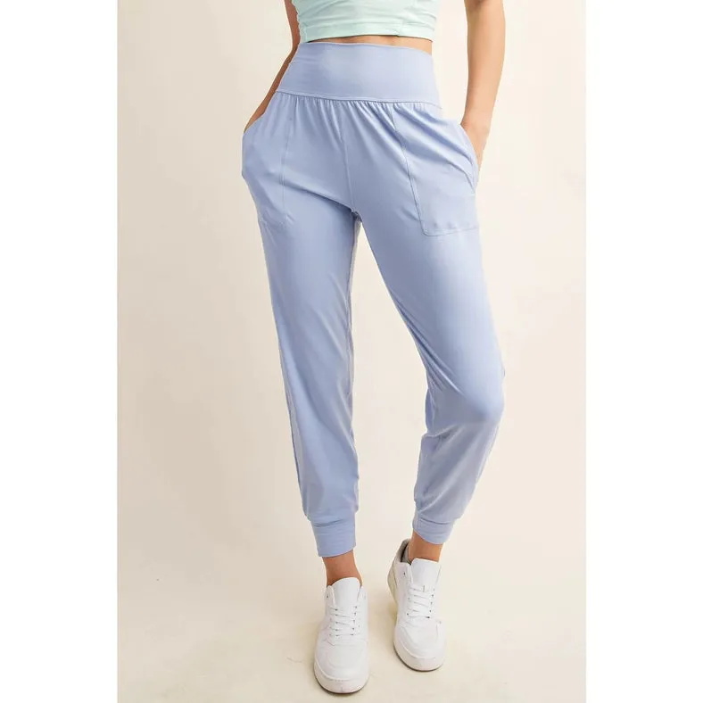 Butter Soft Joggers with Pockets Pastel Blue