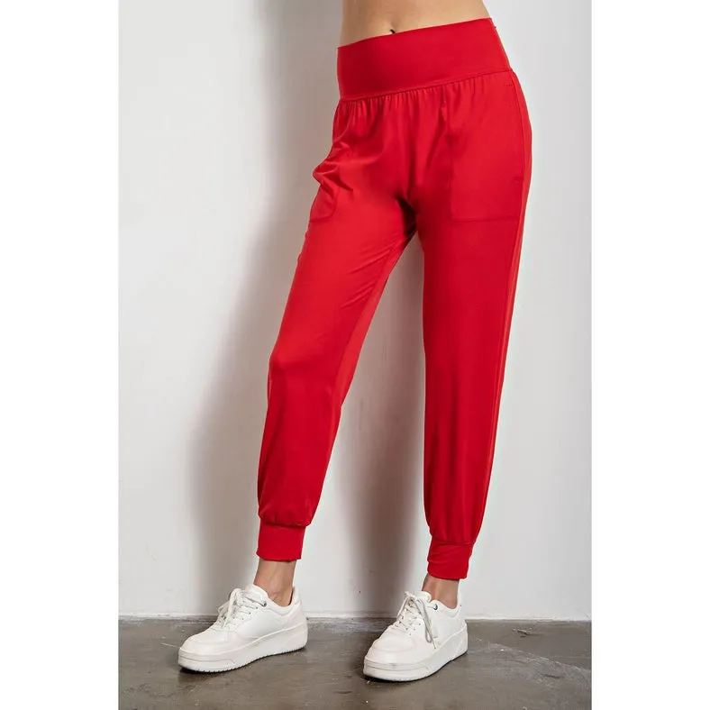 Butter Soft Joggers with Pockets True Red