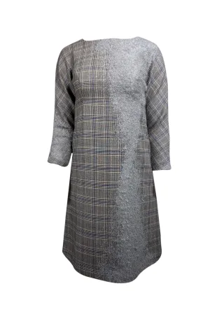 Carolina Herrera - Grey Plaid Wool Blend Dress Sz 2