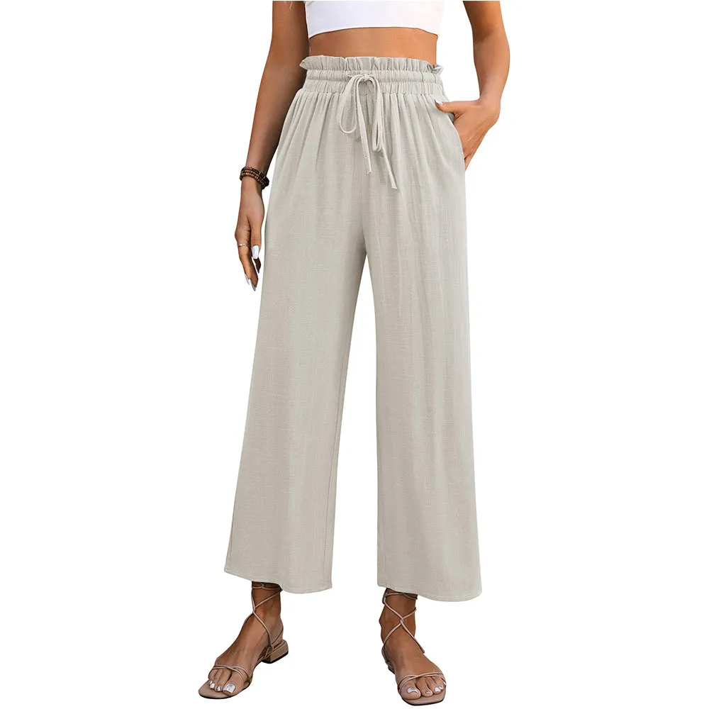 Casual High Waisted Loose Trousers