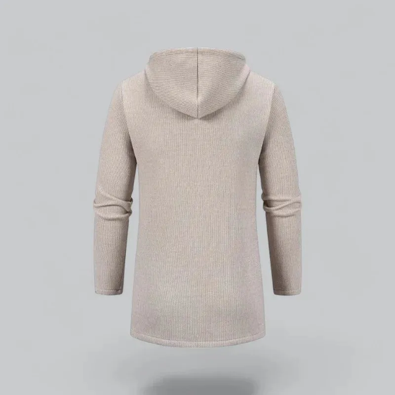 Casual Men's Knit Jacket with Adjustable Hood