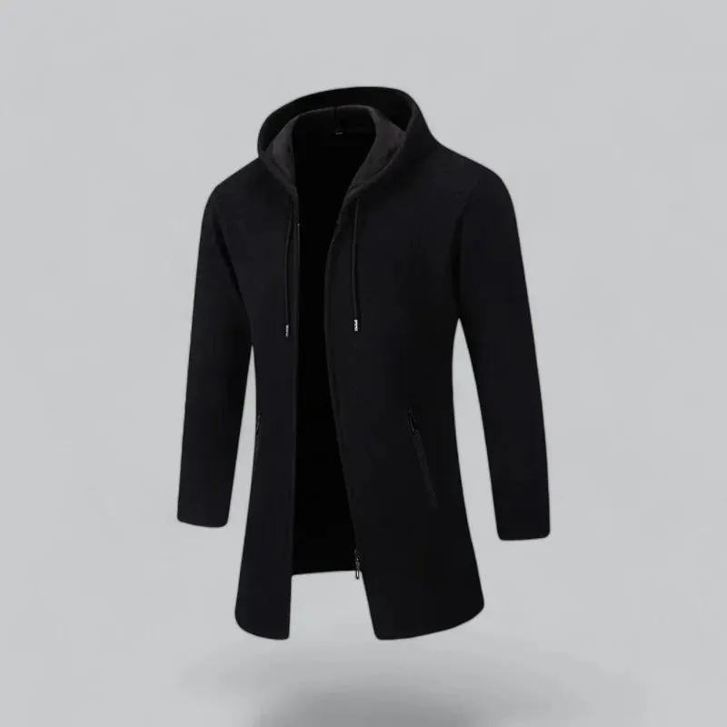 Casual Men's Knit Jacket with Adjustable Hood