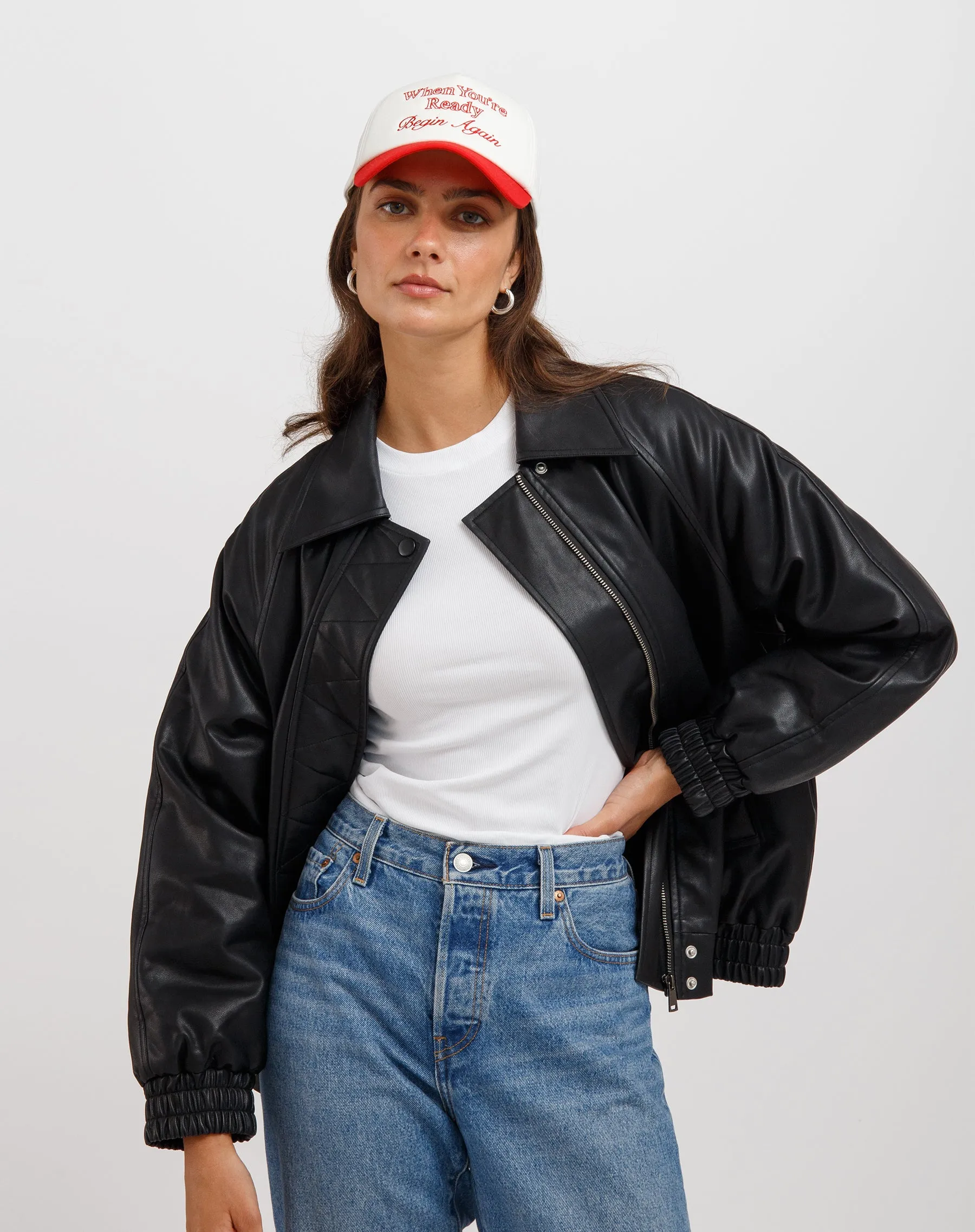 Christine Oversized Vegan Leather Bomber