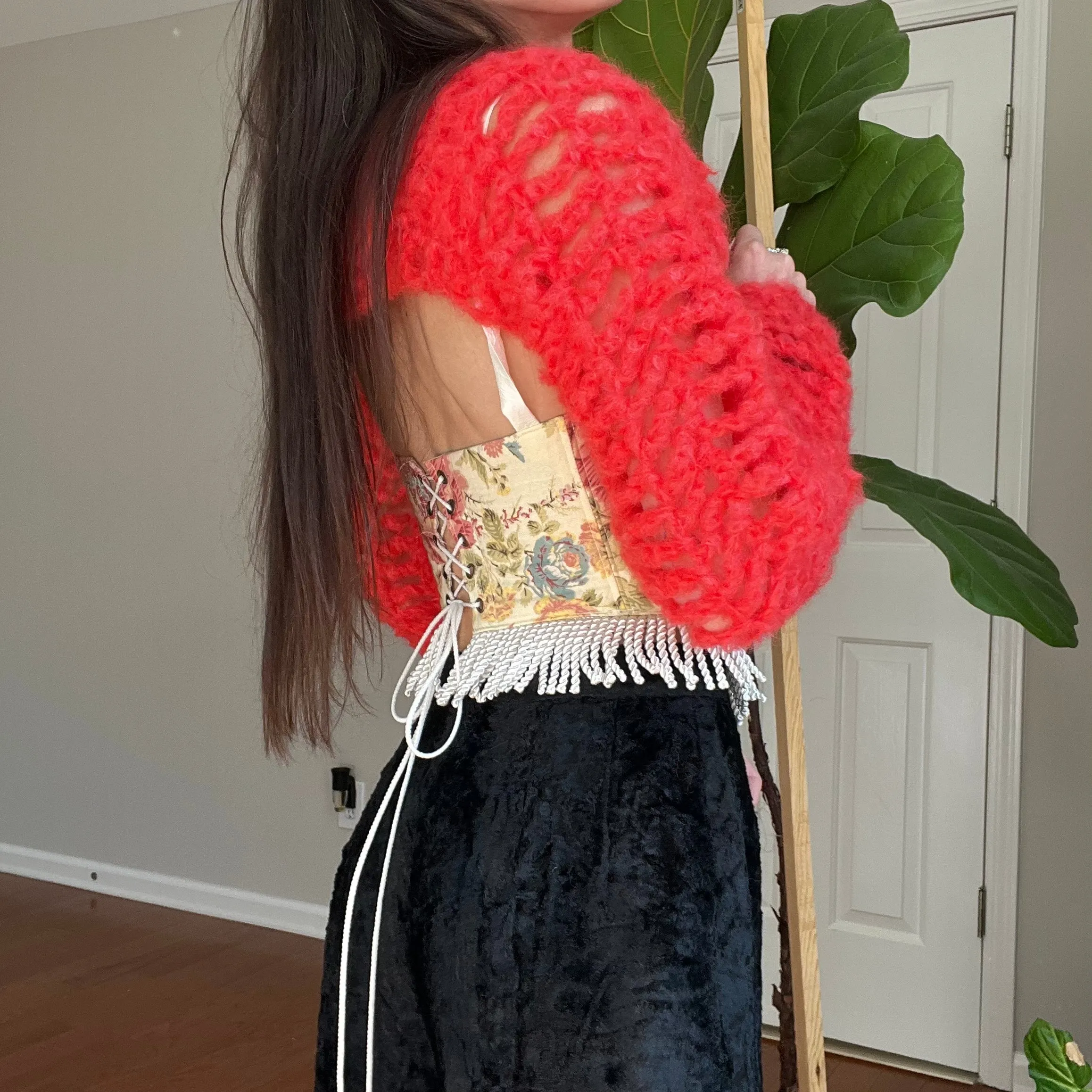 Chunky Cherry Crocheted Shrug Bolero