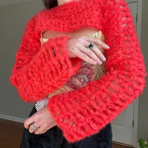 Chunky Cherry Crocheted Shrug Bolero