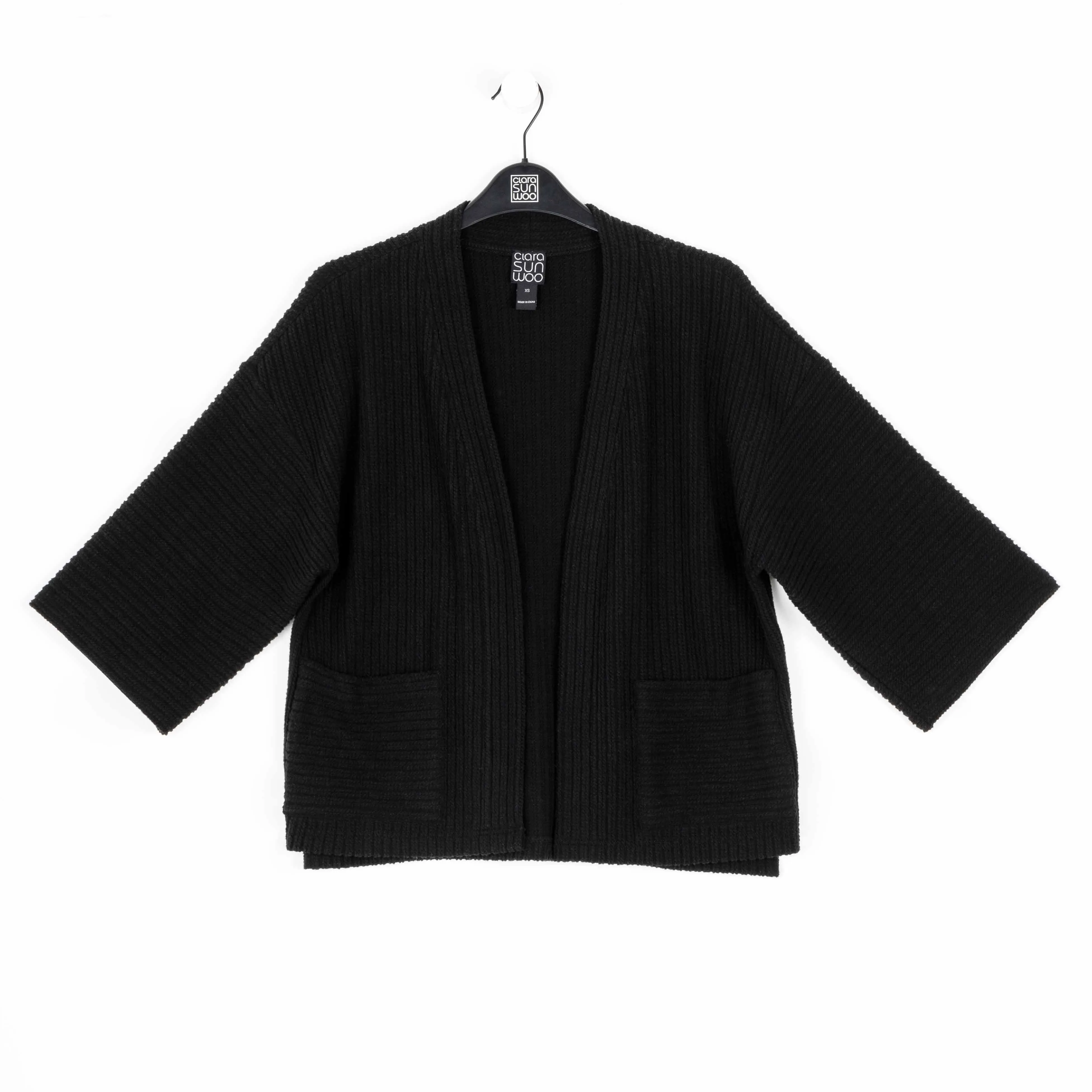 Clara Sunwoo - Ribbed Cropped Knit Cardigan - Black