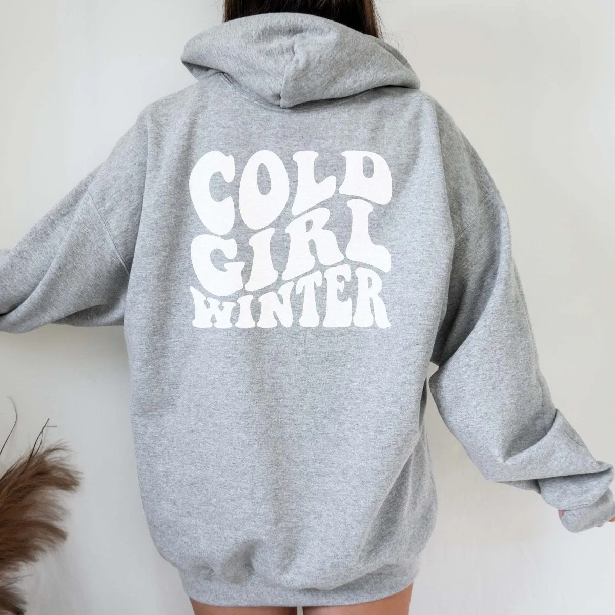 Cold Girl Winter Back Of Hoodie