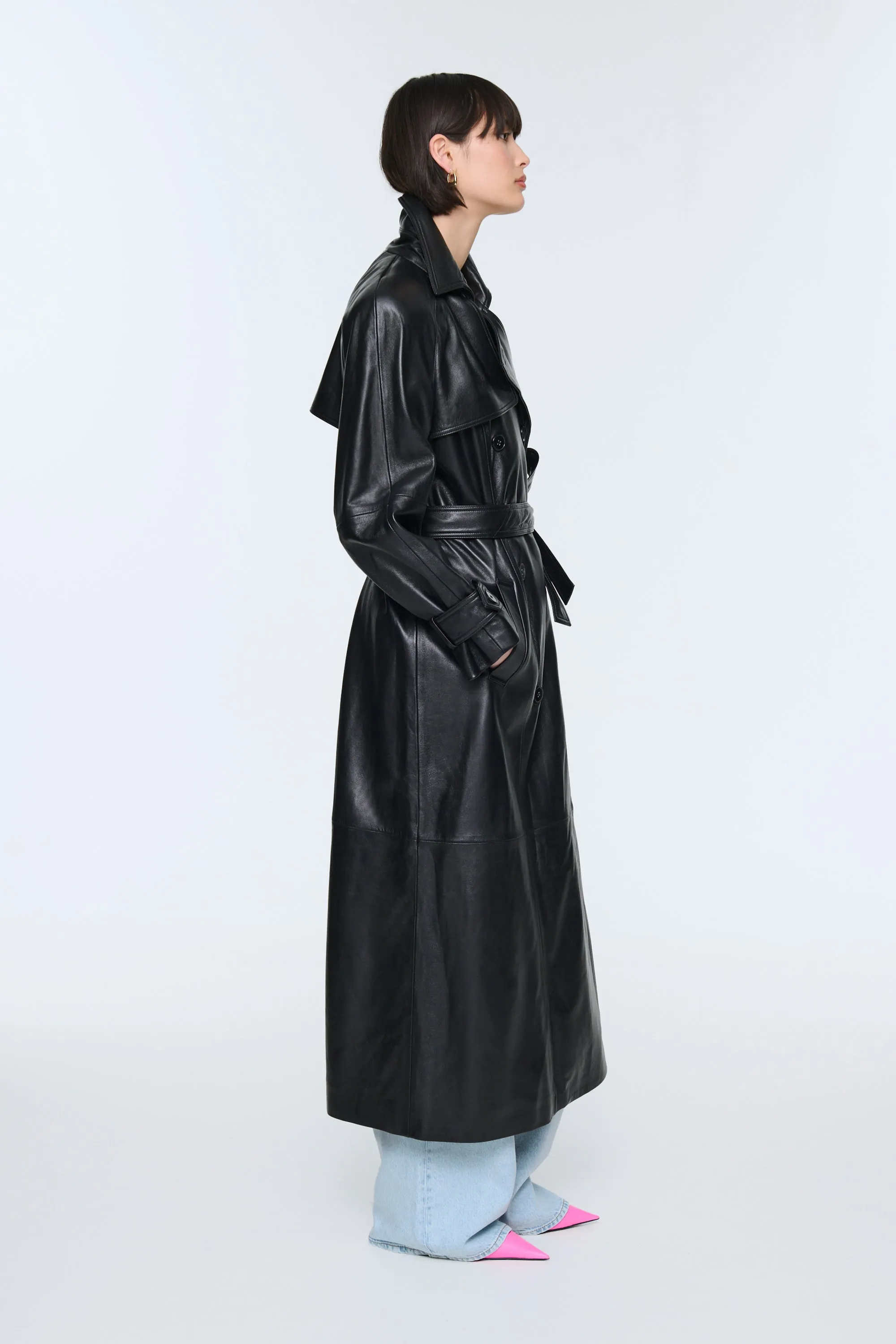 Corrin Leather Trench Coat