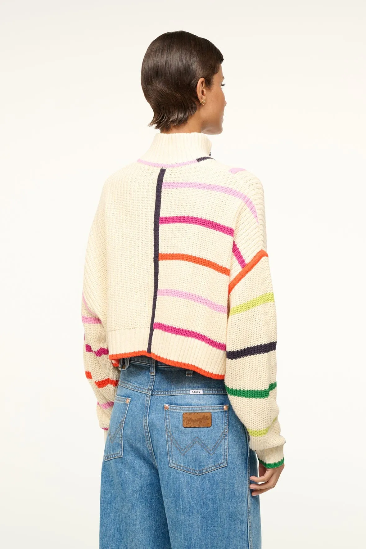 CROPPED HAMPTON SWEATER | CREAM RAINBOW MULTI