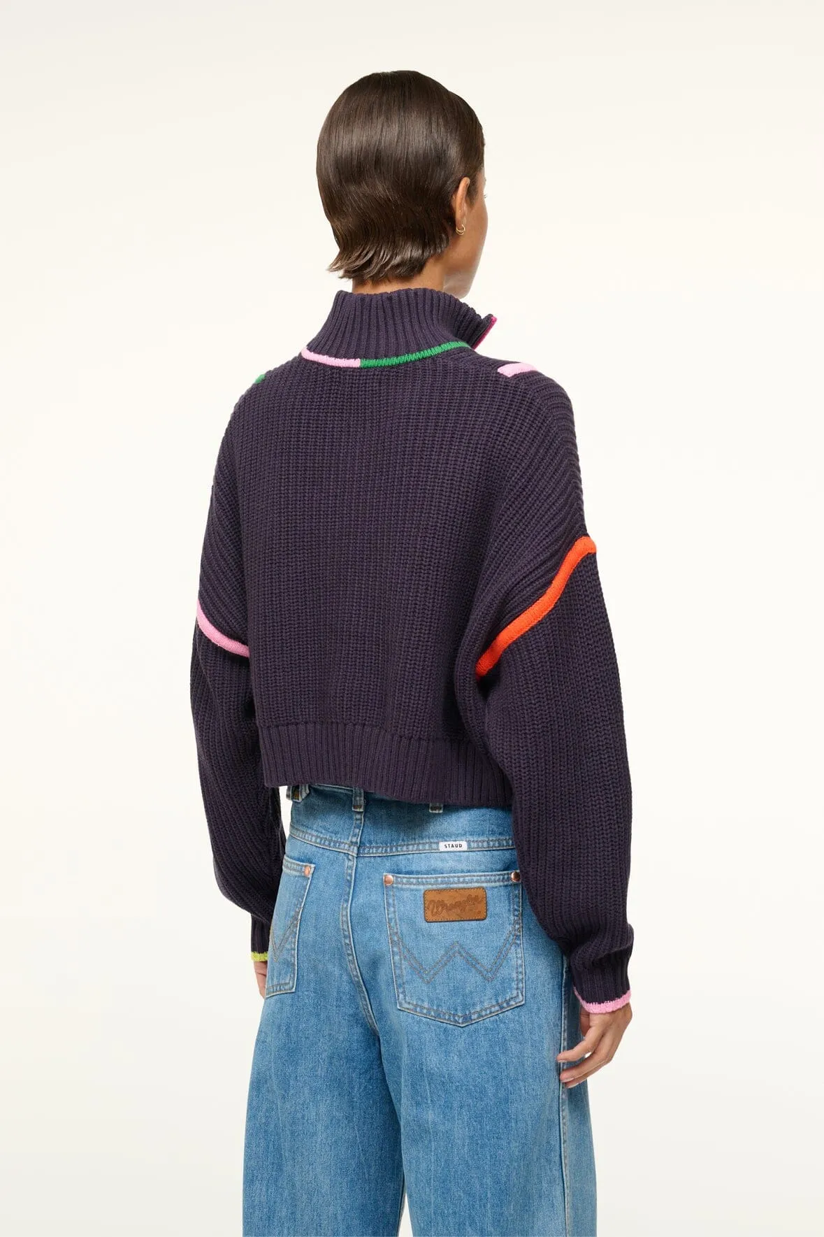 CROPPED HAMPTON SWEATER | NAVY MULTI