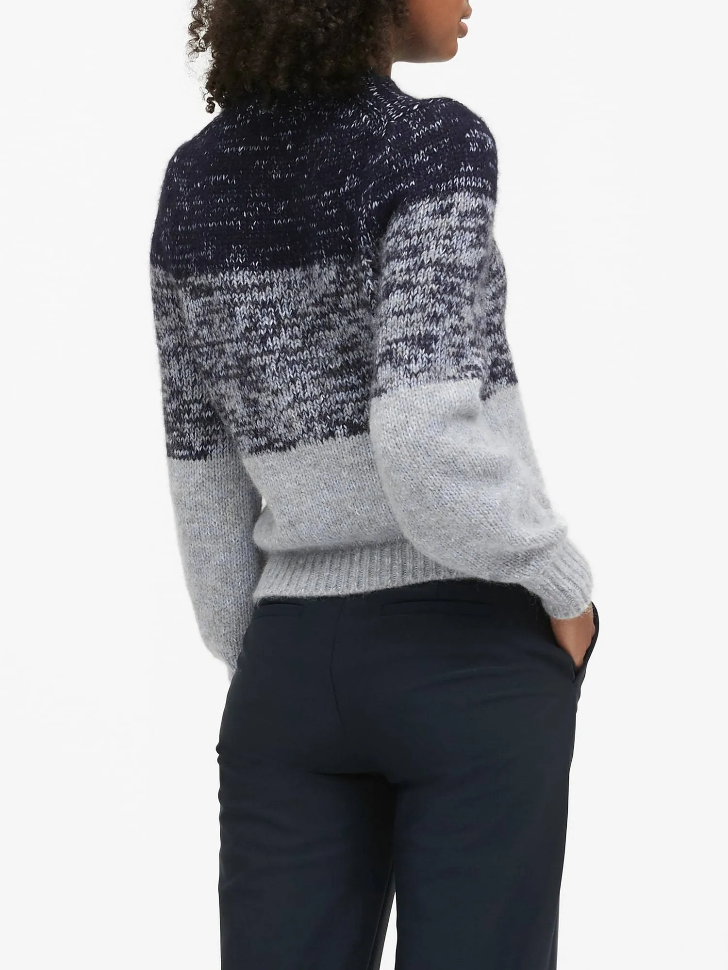 Cropped Ombre Sweater in Navy Stripe