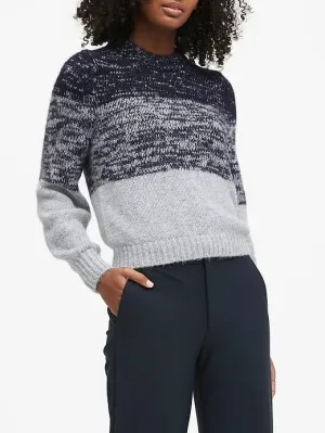 Cropped Ombre Sweater in Navy Stripe