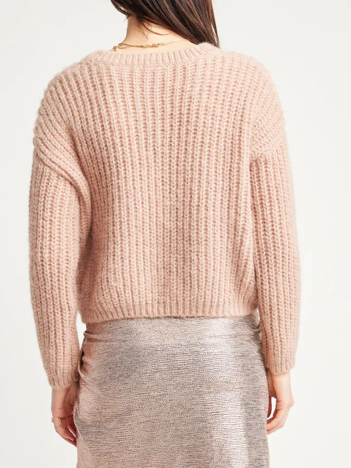 Darla Chunky Cropped Sweater | Peach | Recycled