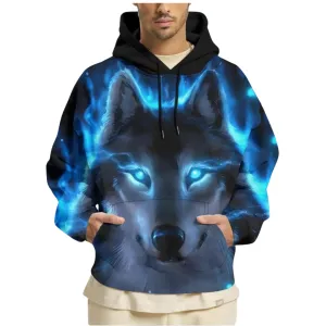 Devon Sport Unisex 3D Wolf Graphic Pull-Over Hoodie