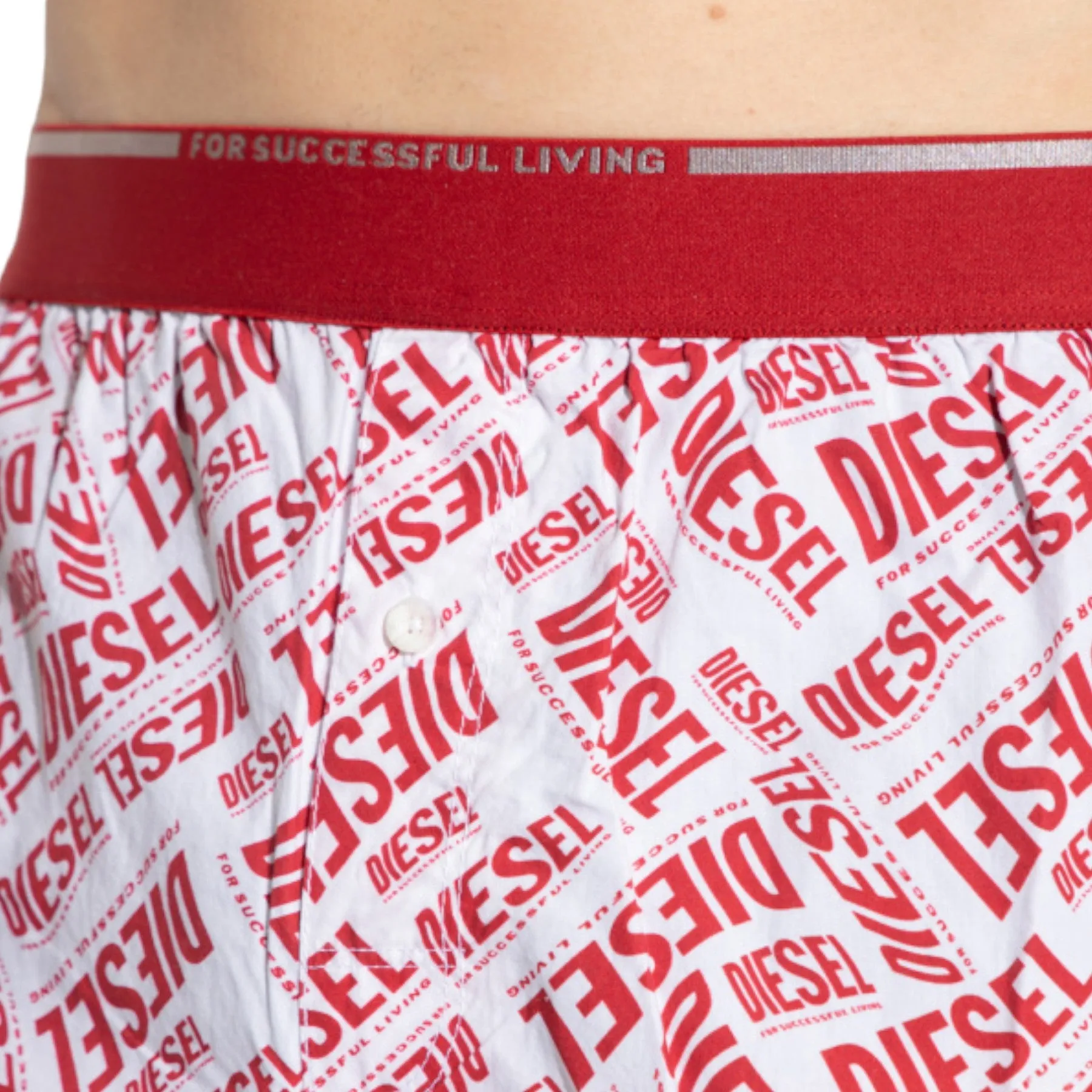 Diesel UUBX-STARK-EL Mens Boxer Shorts Quick Dry Cotton Beach Swim Shorts White