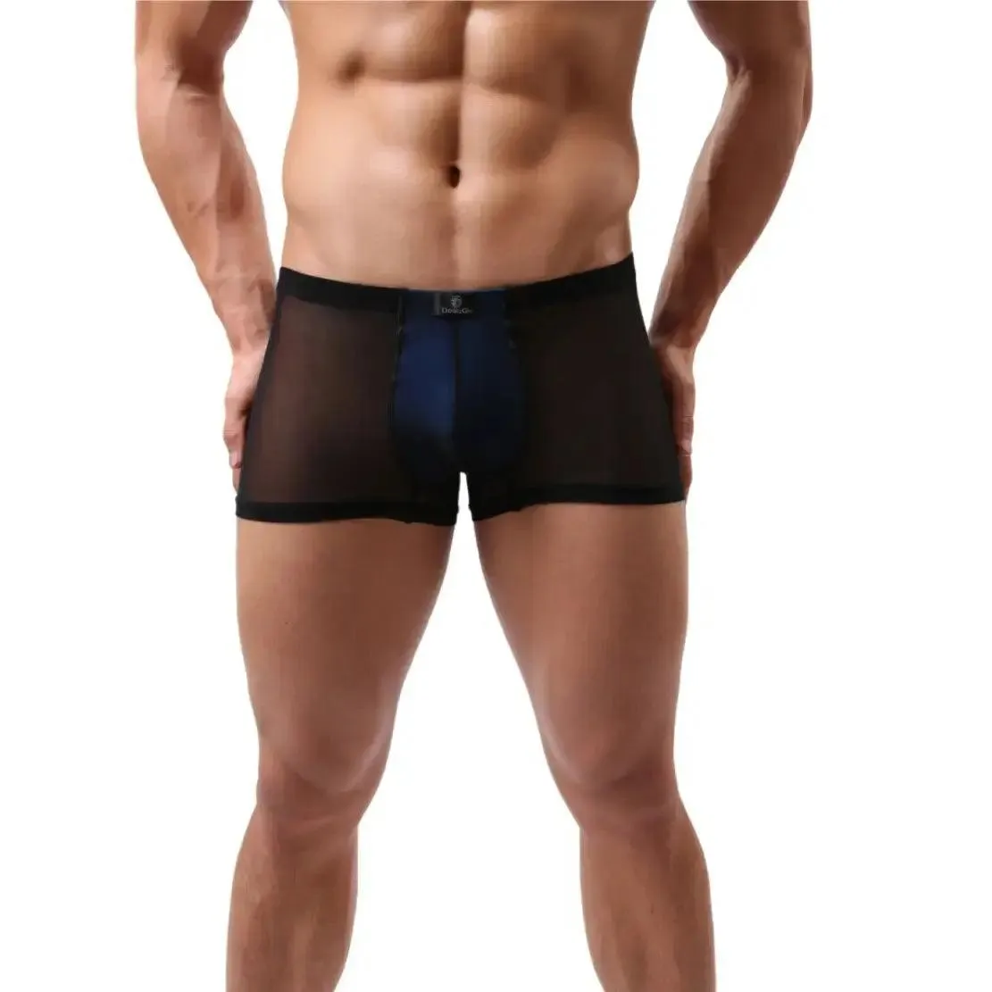 DomiGe Men's Boxer Briefs Orange Modal Lining and Sheer Mesh Underwear