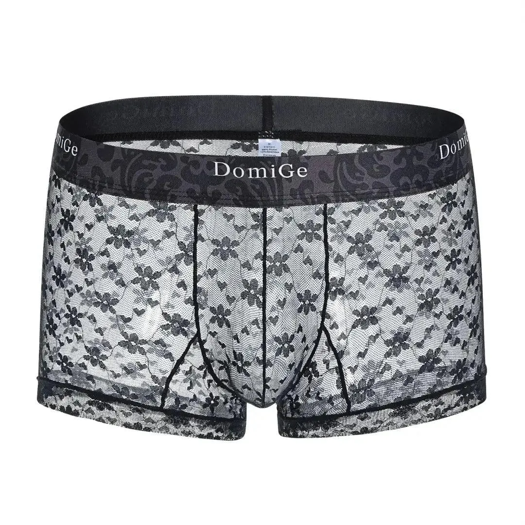 DomiGe Men's Mesh Sheer Boxers Waistband Ultimate Male Underwear