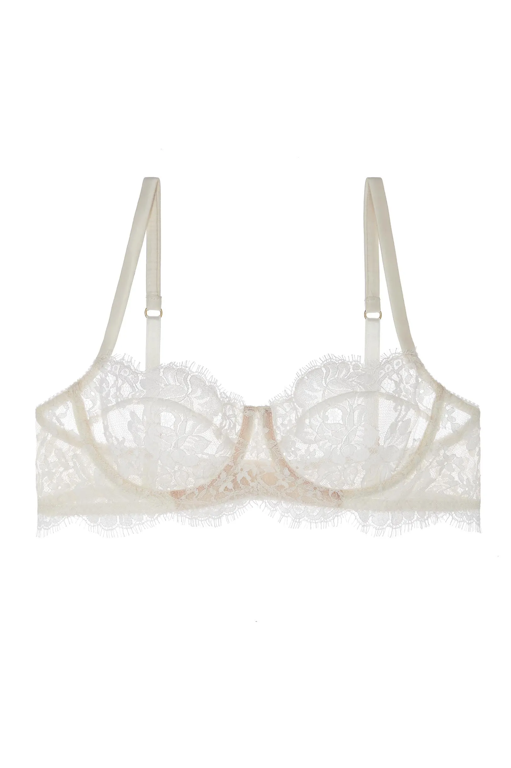 Dominique French lace underwire balconette demi cup bra in Ivory