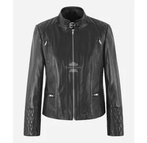 ELISSA Ladies Jacket Women Fitted Black Fashion Leather Jacket