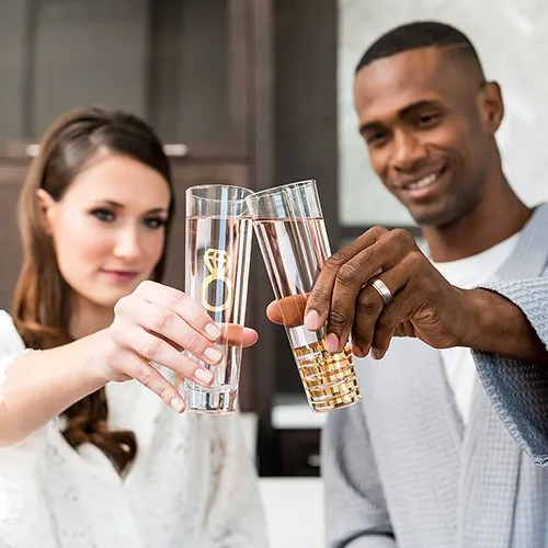 ENGAGEMENT SET CHAMPAGNE FLUTES - METALLIC GOLD