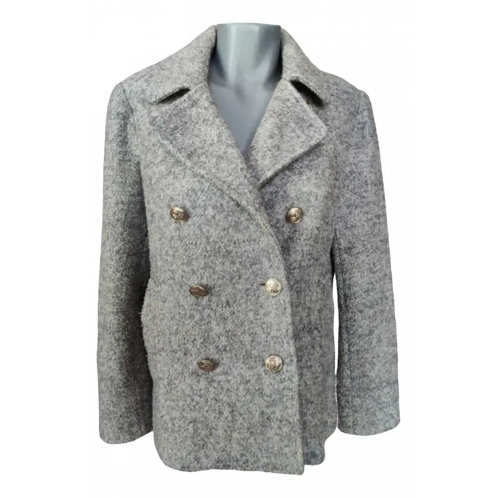 GANT RUGGER Women's Dark Grey Wool Blend Curly Peacoat 475692 Retail $350