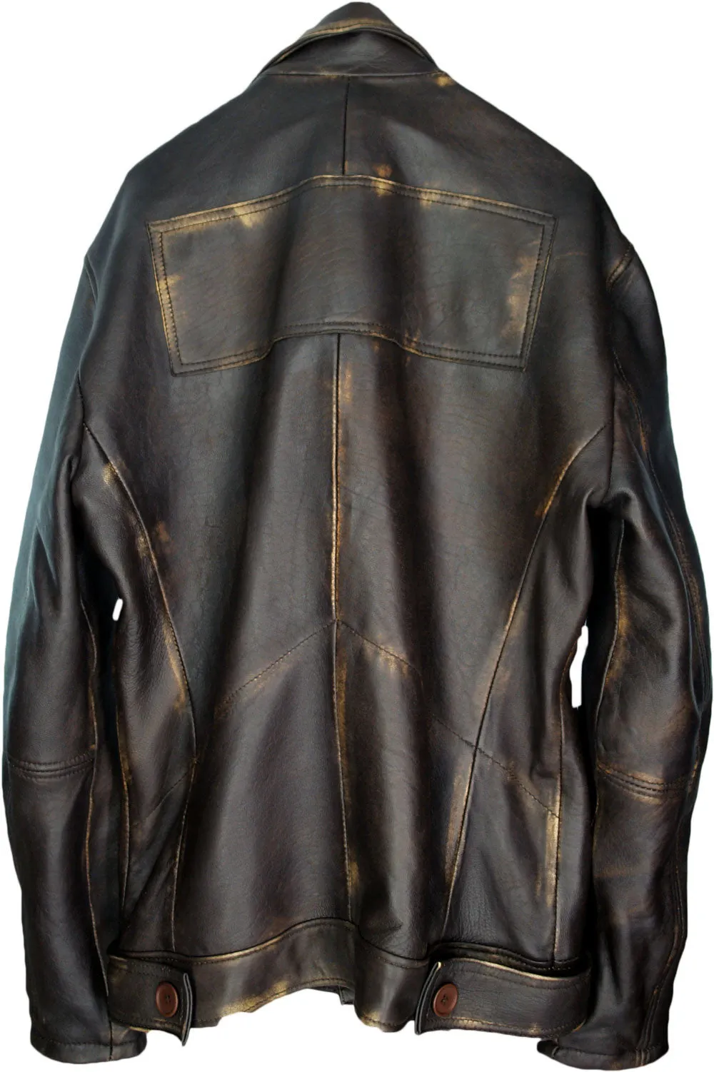 GHOST Leather Jacket Distressed Brown Mid-Length