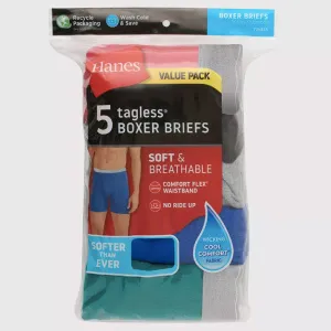 Hanes Men's Boxer Assorted Briefs, 5 Pack