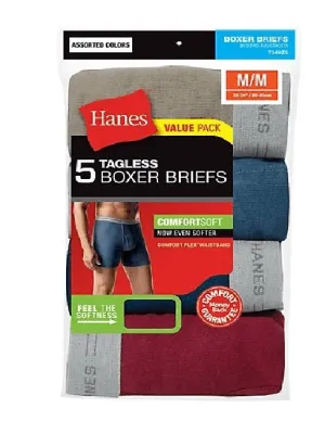 Hanes Mens Boxer Briefs - Exposed Waistband - 5 Pack