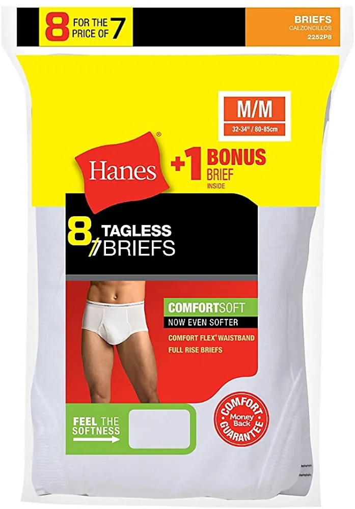 Hanes Men`s TAGLESS® No Ride Up Briefs with Comfort Flex® Waistband 8-Pack