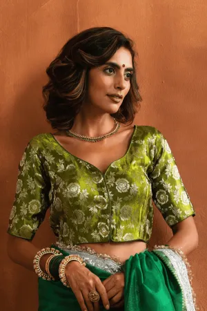 Hariyali Banarasi Readymade Blouse with Sleeves