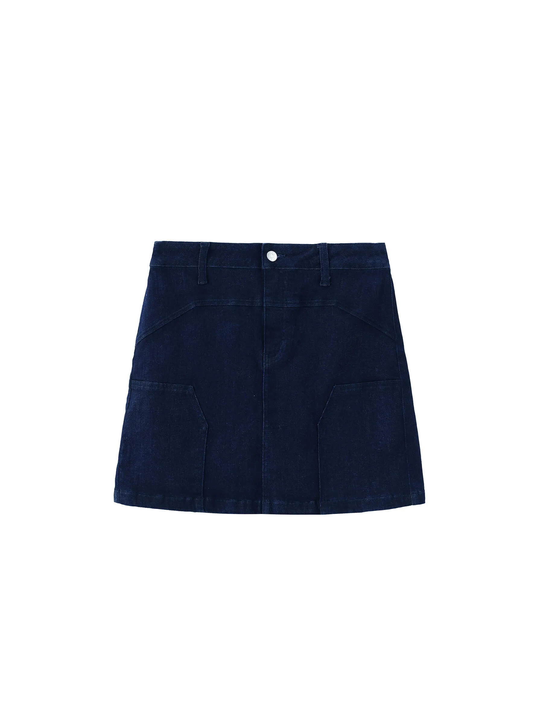 High Elastic Panelled Denim Mini Skirt