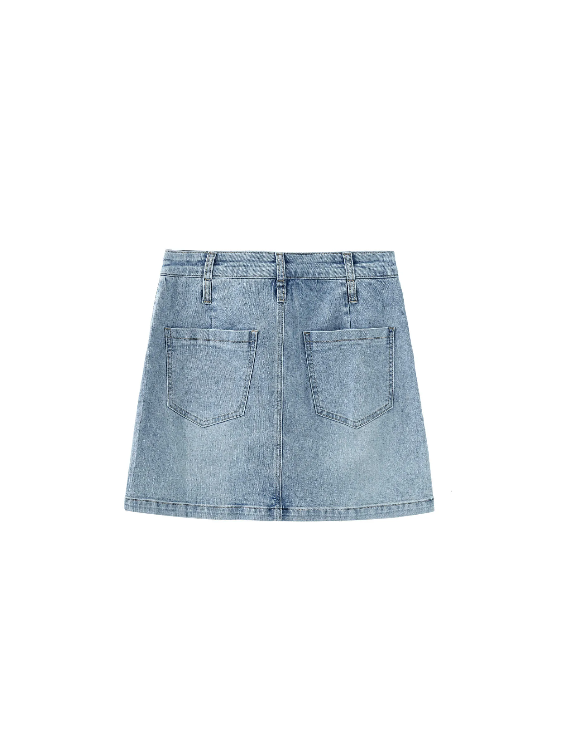 High Elastic Panelled Denim Mini Skirt