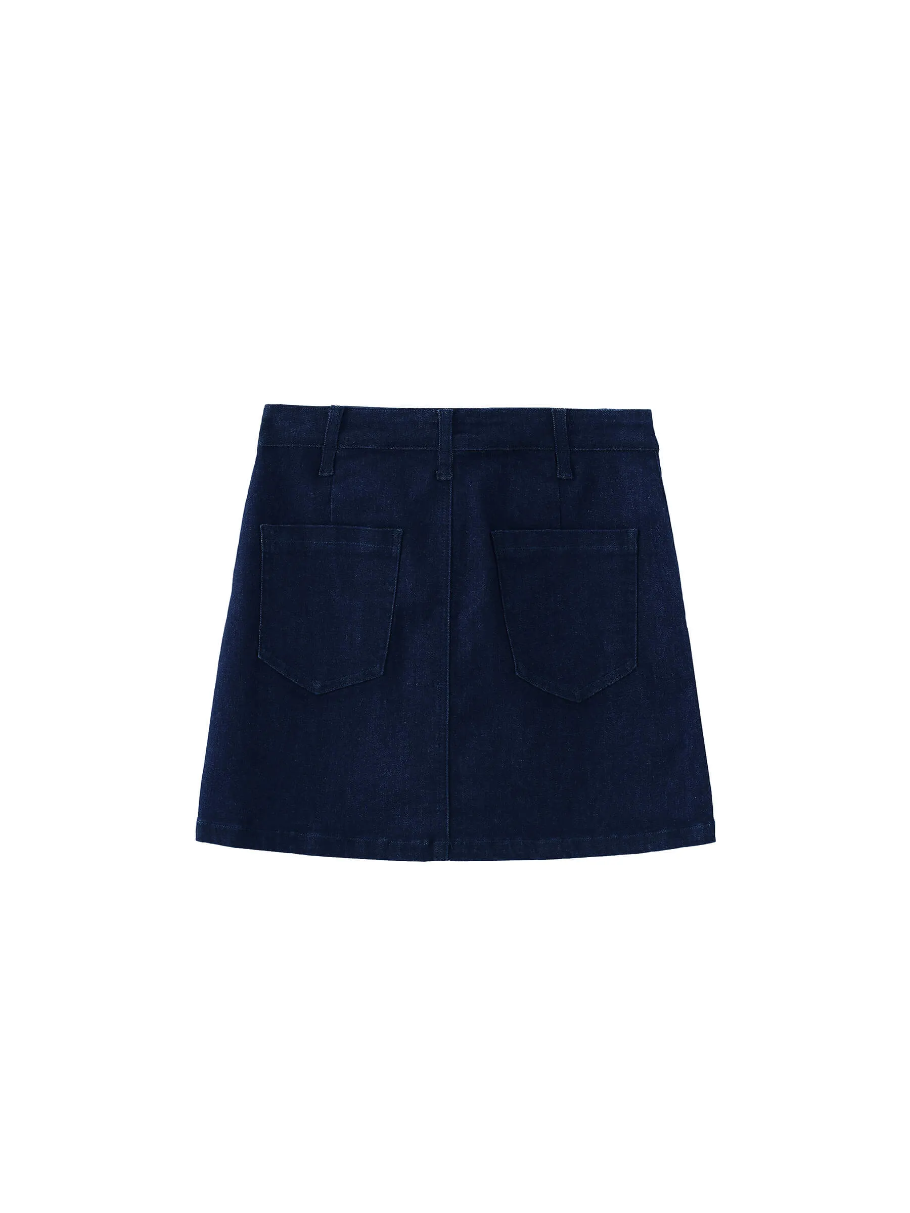 High Elastic Panelled Denim Mini Skirt