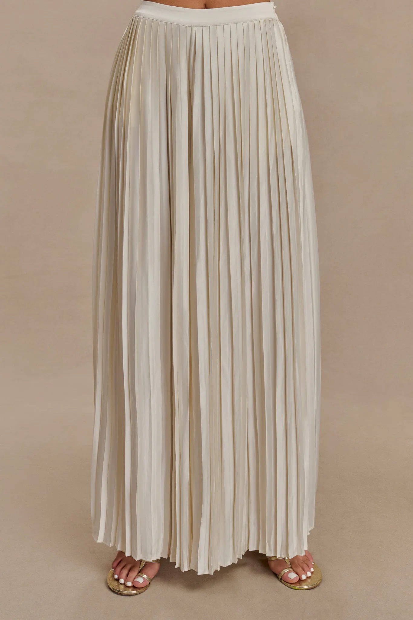 Kennedy Plisse Wide Leg Pants - Ivory