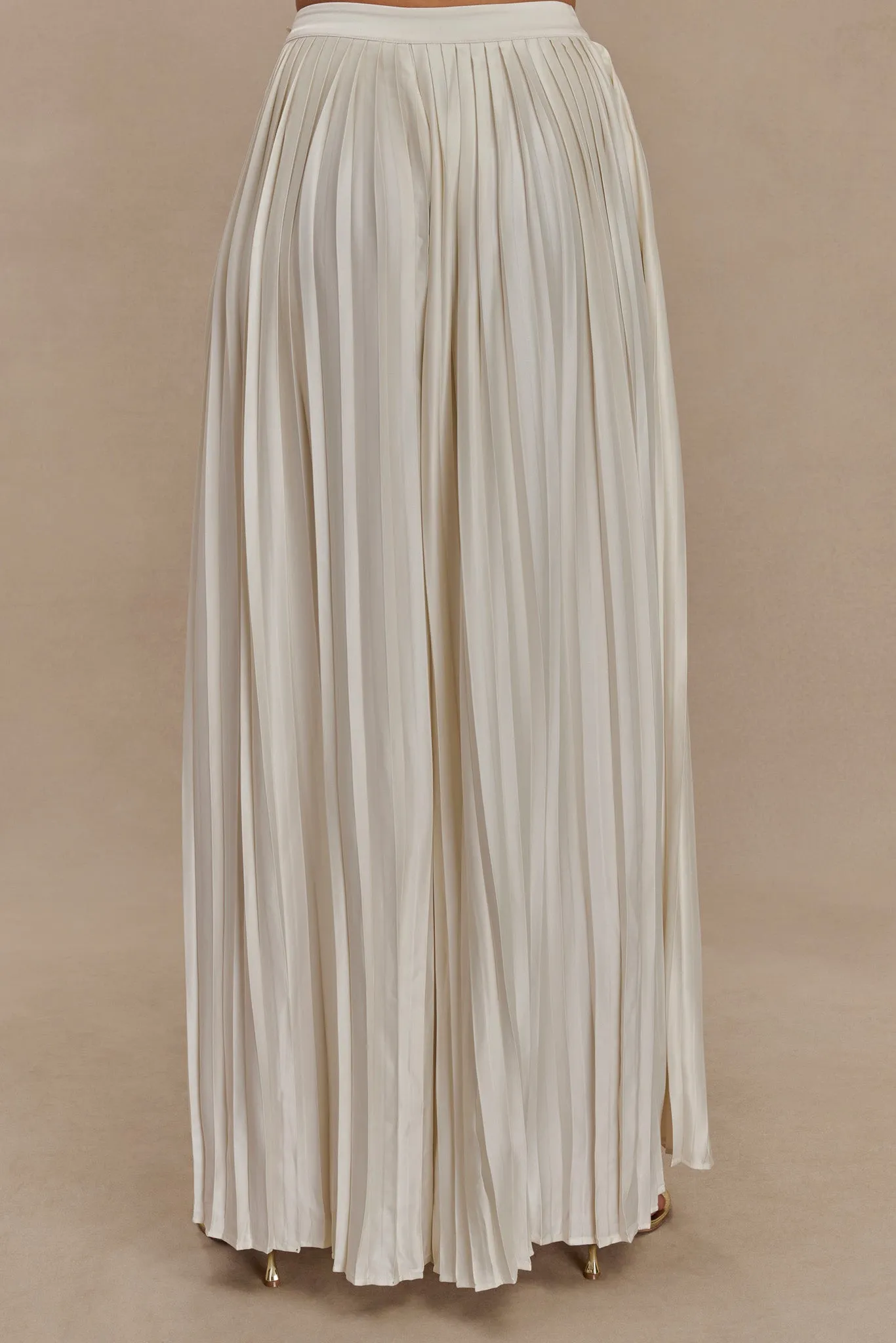 Kennedy Plisse Wide Leg Pants - Ivory