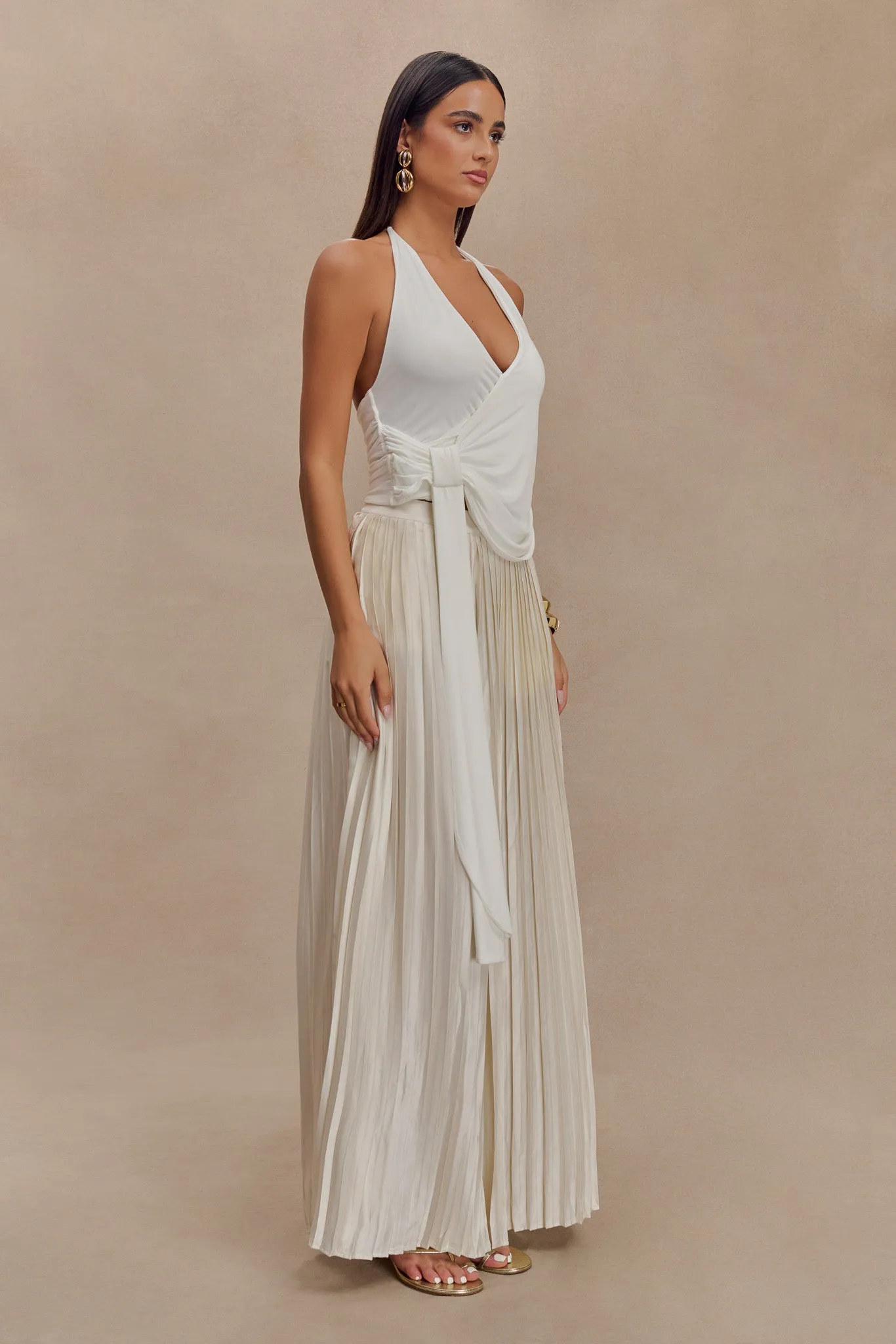 Kennedy Plisse Wide Leg Pants - Ivory