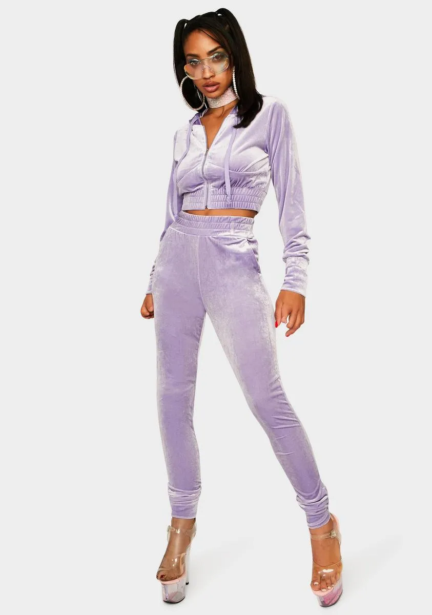 Lavender Obsessed With Me Velour Tracksuit