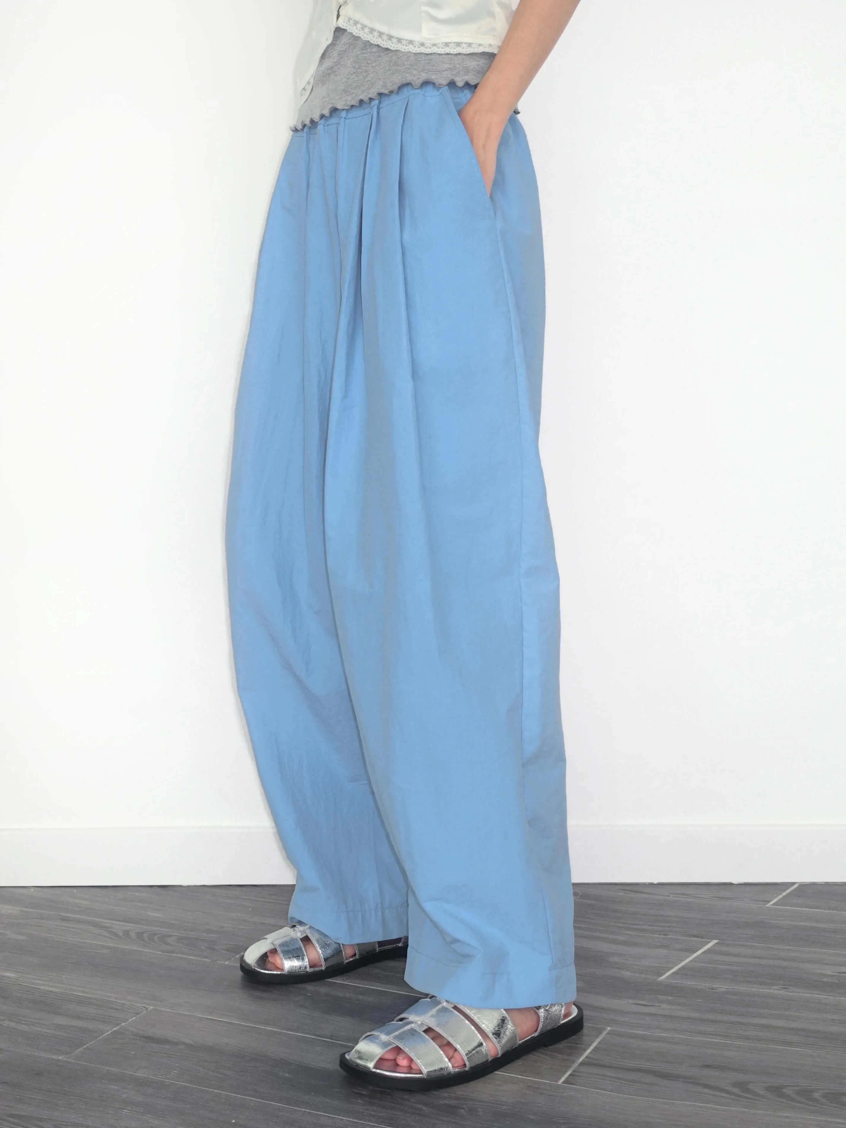 Lightweight Cotton Wide Leg Straight Trousers