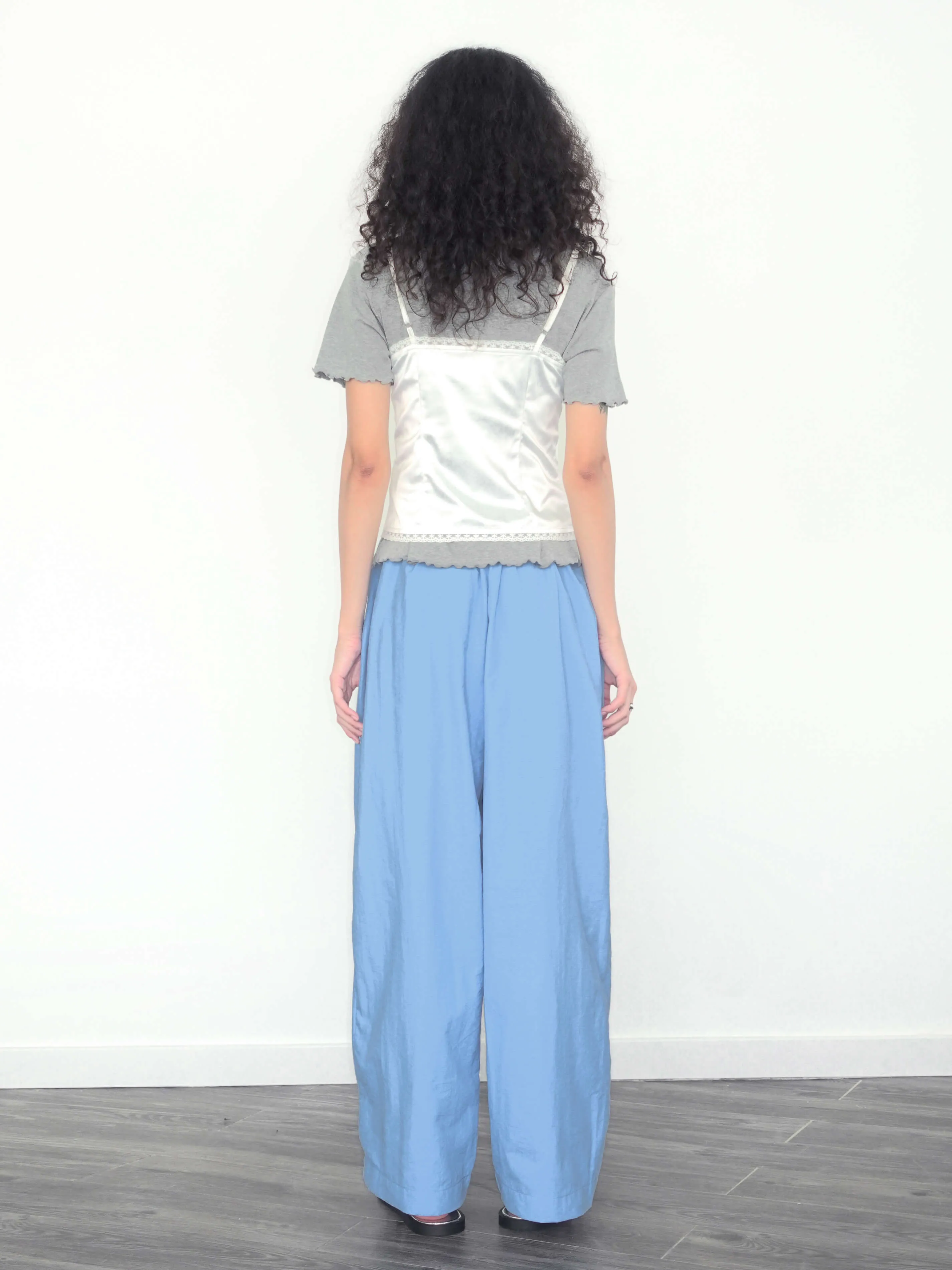 Lightweight Cotton Wide Leg Straight Trousers