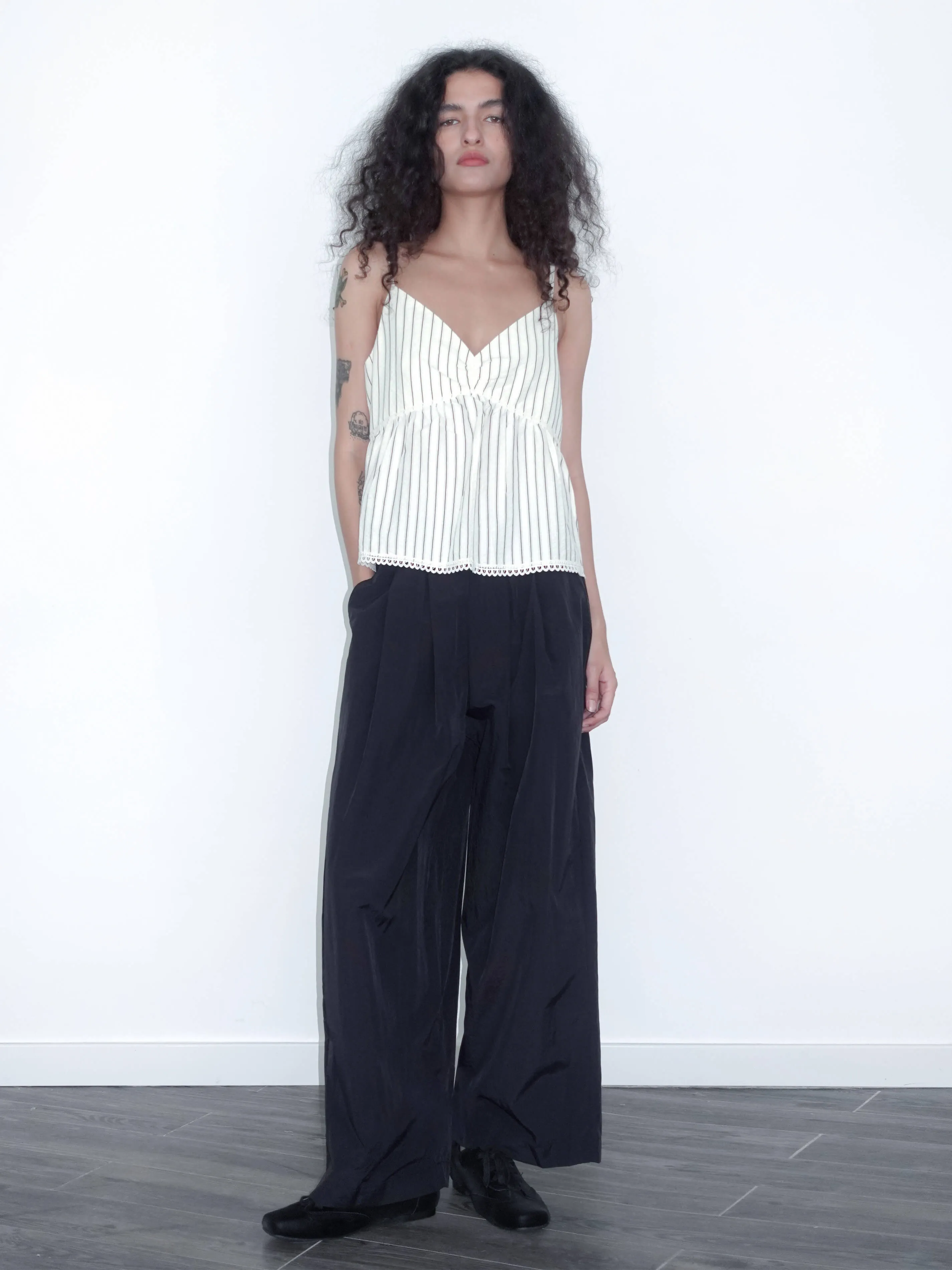 Lightweight Cotton Wide Leg Straight Trousers