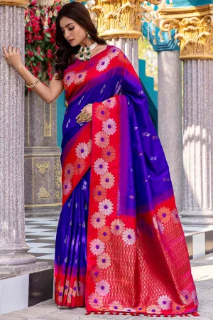 Mellifluous Royal Blue Soft Banarasi Silk Saree With Effervescent Blouse Piece