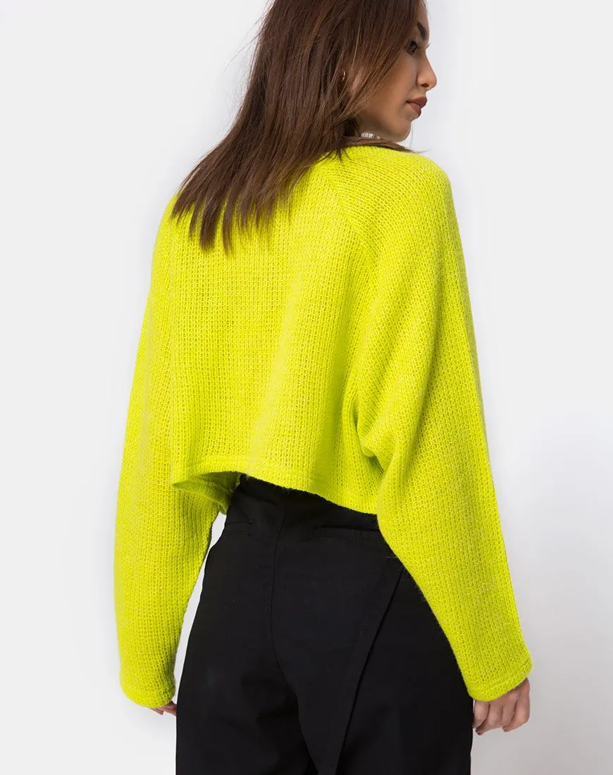 Melvie Cropped Sweater in Lime